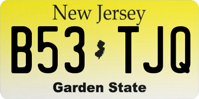 NJ license plate B53TJQ
