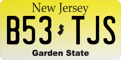 NJ license plate B53TJS