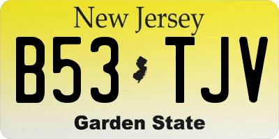 NJ license plate B53TJV