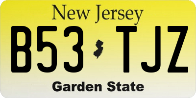 NJ license plate B53TJZ