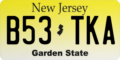 NJ license plate B53TKA