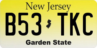 NJ license plate B53TKC