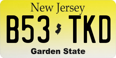 NJ license plate B53TKD