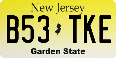 NJ license plate B53TKE