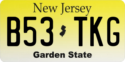 NJ license plate B53TKG