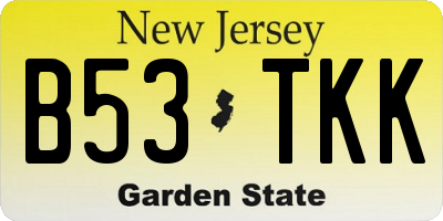 NJ license plate B53TKK