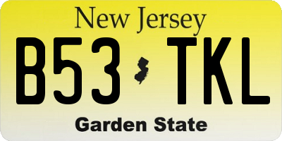 NJ license plate B53TKL