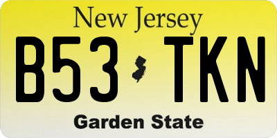 NJ license plate B53TKN