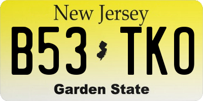 NJ license plate B53TKO