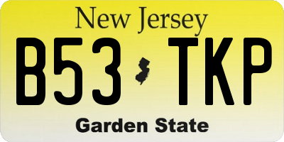 NJ license plate B53TKP