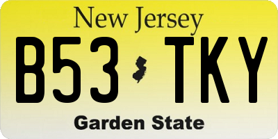 NJ license plate B53TKY