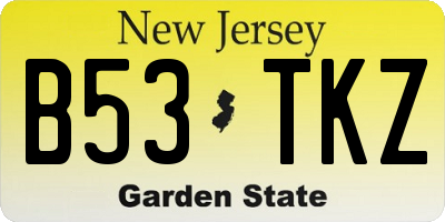 NJ license plate B53TKZ