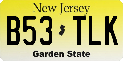 NJ license plate B53TLK
