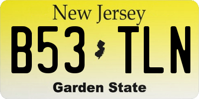 NJ license plate B53TLN