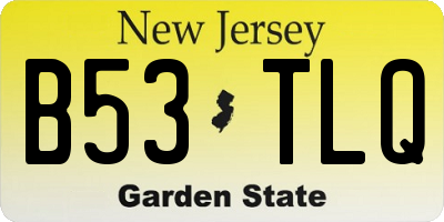 NJ license plate B53TLQ