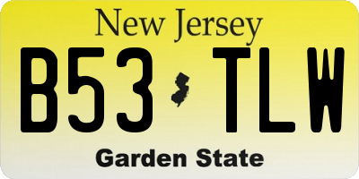 NJ license plate B53TLW