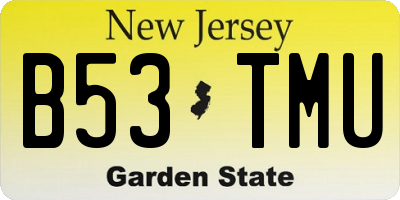 NJ license plate B53TMU