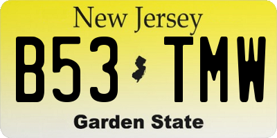 NJ license plate B53TMW