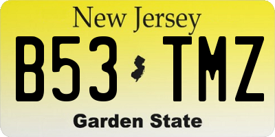 NJ license plate B53TMZ