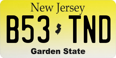 NJ license plate B53TND