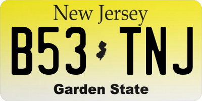 NJ license plate B53TNJ
