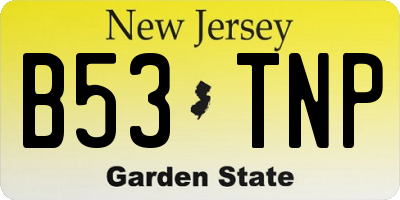 NJ license plate B53TNP