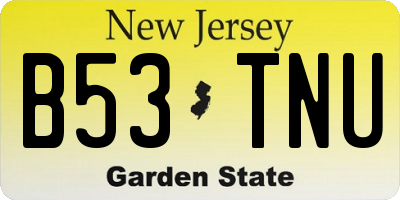 NJ license plate B53TNU