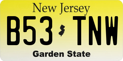 NJ license plate B53TNW
