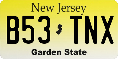 NJ license plate B53TNX
