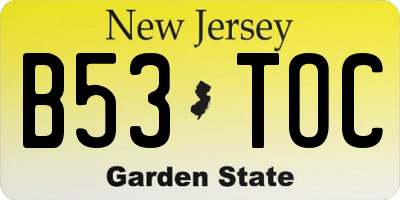 NJ license plate B53TOC
