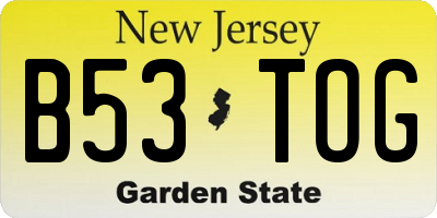 NJ license plate B53TOG