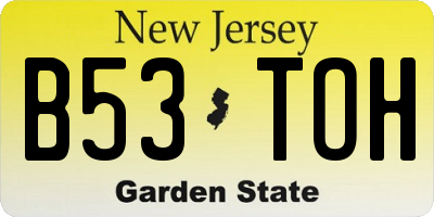 NJ license plate B53TOH