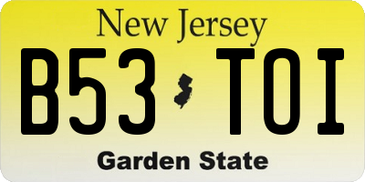 NJ license plate B53TOI