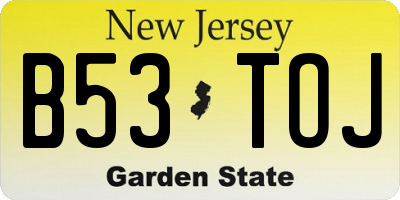 NJ license plate B53TOJ