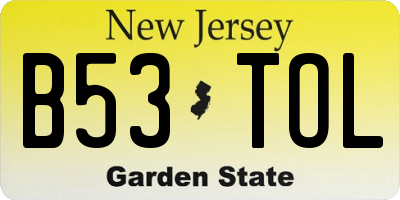 NJ license plate B53TOL
