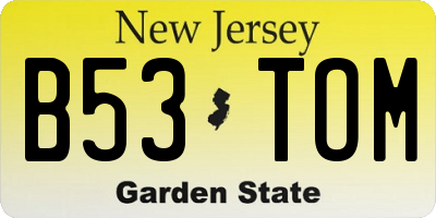 NJ license plate B53TOM
