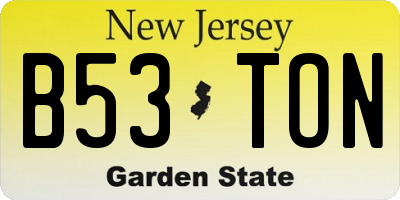 NJ license plate B53TON