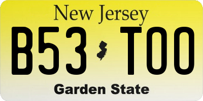 NJ license plate B53TOO