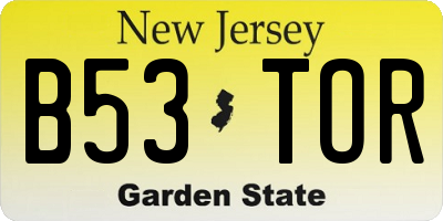 NJ license plate B53TOR