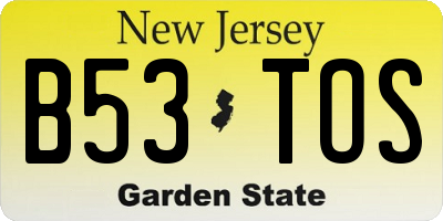 NJ license plate B53TOS