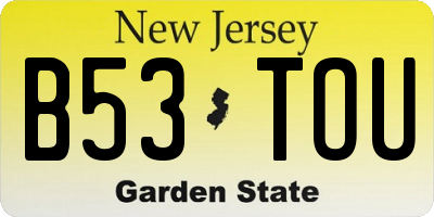NJ license plate B53TOU