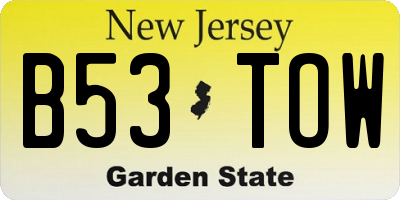 NJ license plate B53TOW
