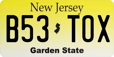 NJ license plate B53TOX