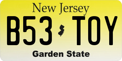 NJ license plate B53TOY