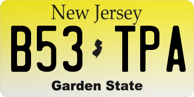 NJ license plate B53TPA
