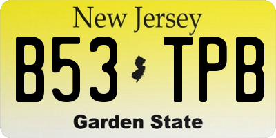 NJ license plate B53TPB