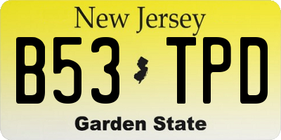 NJ license plate B53TPD