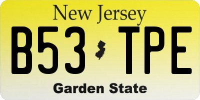 NJ license plate B53TPE
