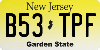 NJ license plate B53TPF