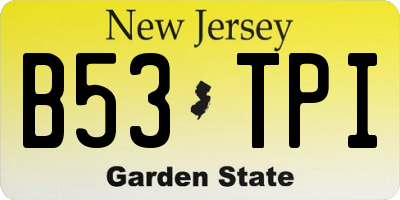 NJ license plate B53TPI